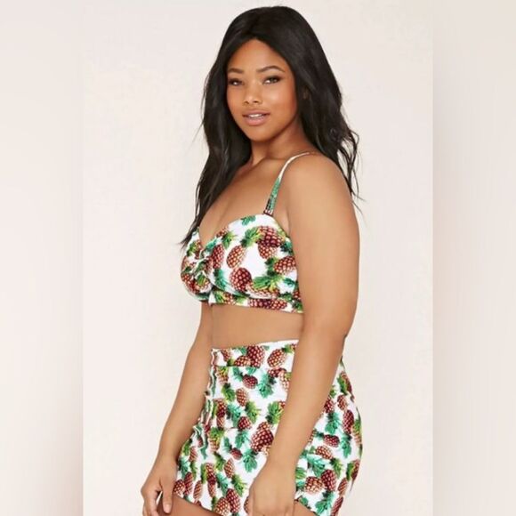 Forever 21 Plus High Waisted Pineapple Print Skirted Swim Bottoms 0x NWT - Picture 7 of 7